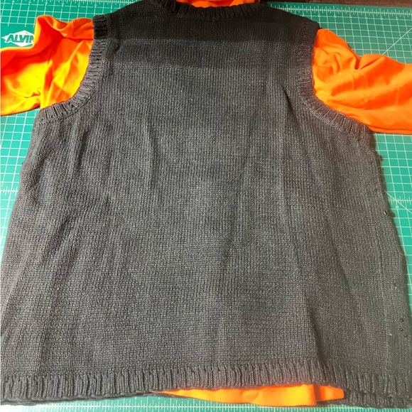 Ugly Halloween Vest Turtleneck Owl Leaf Orange Black Leaves Red Yellow Green - Picture 10 of 12